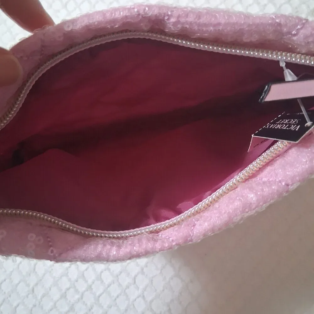 NWT Sequin Pink Makeup Small Clutch Bag Glam Sparkle Coqutte Princess Barbie